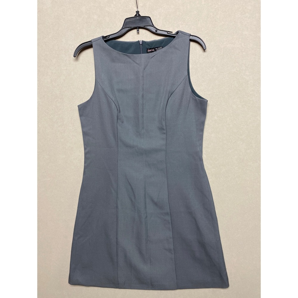 SHEIN Womens Boat Neck Sleeveless Mini Shift Dress Charcoal Grey Size 6